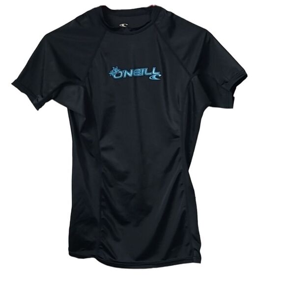 O’NEILL Youth Large black Rashguard Short Slv Skins 50+ UV Protection Rash Guard - Picture 1 of 6